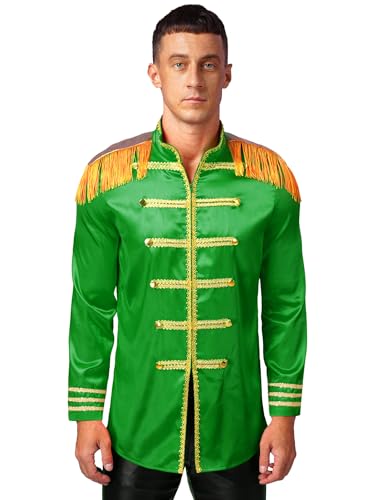 TTAO Männer Prinz Vintage Kostüm Jacke Langarm Satin Mantel Steampunk Mittelalter Retro Renaissance Kostüm Cosplay Outfit für Halloween Karneval Grün S von TTAO