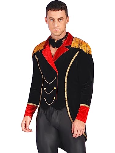 TTAO Zirkusdirektor Kostüm Vintage Frack Steampunk Zirkus Herrenkostüm Jahrmarkt Herren Uniform Faschingskostüm Karnevalskostüm Männer Schwarz XXL von TTAO