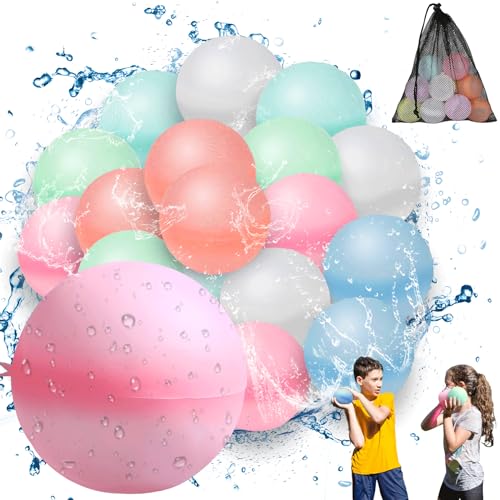 Wiederverwendbare Wasserballons, 18 PCS Wiederverwendbare Wasserbomben Selbstschließend, Eine Sekunde Schnellfüller Wasserbomben Set, Outdoor, Wasserspielzeug Pool, Familienspiel von TTCOTOKE