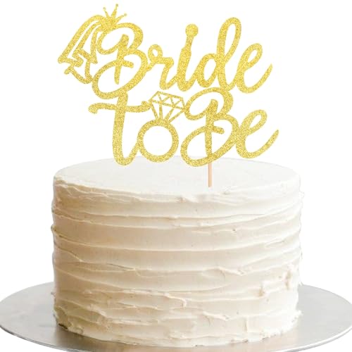 Bride To Be Cake Topper, 1 Stück Wedding Tortendeko, Glitzer Tortendeko, Hochzeit Bride To Be Tortenstecker, Torten Deko, für Brautparty, Verlobungsfeier, Junggesellenabschied (Gold) von TTDCQQID