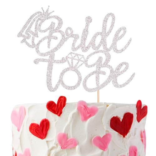 Bride To Be Cake Topper, 1 Stück Wedding Tortendeko, Glitzer Tortendeko, Hochzeit Bride To Be Tortenstecker, Torten Deko, für Brautparty, Verlobungsfeier, Junggesellenabschied (Silver) von TTDCQQID