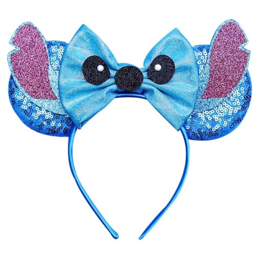 TTDCQQID Maus Ohren Stirnband, Mouse Ears Headband, Mausohren Schleife Stirnbänder, Cartoon Headband Einstellen, Maus Haarreifen, Mouse mit Schleife in roter, für Partys, Feste, Kostümfeste (B) von TTDCQQID