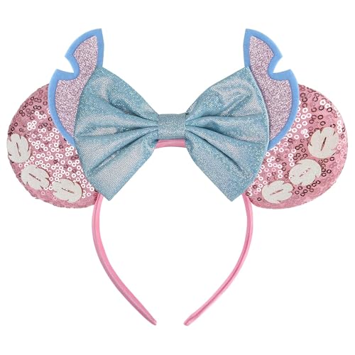 TTDCQQID Maus Ohren Stirnband, Mouse Ears Headband, Mausohren Schleife Stirnbänder, Cartoon Headband Einstellen, Maus Haarreifen, Mouse mit Schleife in roter, für Partys, Feste, Kostümfeste (C) von TTDCQQID