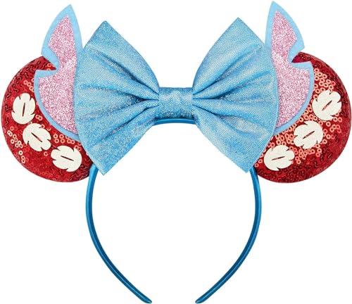 TTDCQQID Maus Ohren Stirnband, Mouse Ears Headband, Mausohren Schleife Stirnbänder, Cartoon Headband Einstellen, Maus Haarreifen, Mouse mit Schleife in roter, für Partys, Feste, Kostümfeste (D) von TTDCQQID