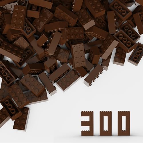 300 Steine 2x4 Klassische Steine, kompatibel mit Lego Top-Marken, MOC-Enthusiasten, Farben:Brown von TTEHGB TOY