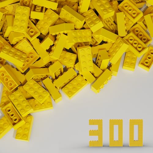 300 Steine 2x4 Klassische Steine, kompatibel mit Lego Top-Marken, MOC-Enthusiasten, Farben:Yellow von TTEHGB TOY