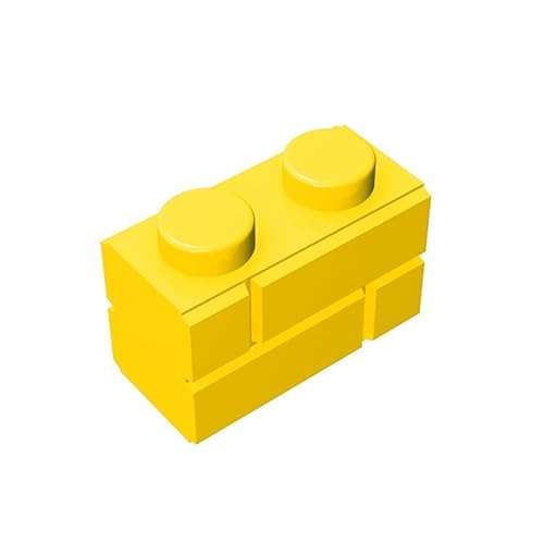 Klassische Gebäude Massensteine ​​1 x 2, Kompatibel mit lego und Allen Großen Markenteilen und stücken 98283,Gelb Mauerwerks Kontur Ziegel (300 Stück) von TTEHGB TOY