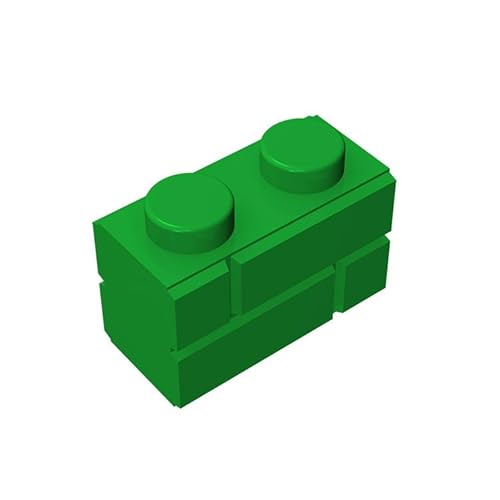 Klassische Gebäude Massensteine ​​1 x 2, Kompatibel mit lego und Allen Großen Markenteilen und stücken 98283,Grün Mauerwerks Kontur Ziegel (100 Stück) von TTEHGB TOY