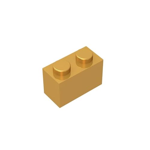 Klassischer Baustein, 1 x 2, 100 Stück Bulk Brick Block, kompatibel mit LEGO Teilen und Teilen 3004 (Farbe: Gold) von TTEHGB TOY