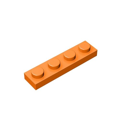TTEHGB TOY Klassische Bauplatte 1x4 Platte, 100 Stück Kompatibel mit Teilen 3710, kreatives Spielset – 100% kompatibel mit allen großen Ziegel Marken (Farbe:orange) von TTEHGB TOY