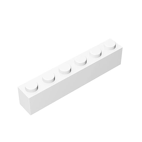 TTEHGB TOY Klassischer Ziegelsteinblock 1x6, 200 Stück Weiß Ziegelstein 1x6, kompatibel mit den Teilen 3009, kreatives Spielset – kompatibel mit großen Marken (Farbe: Weiß) von TTEHGB TOY