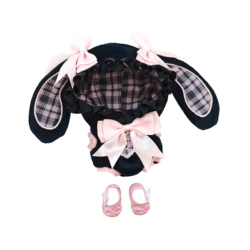 TTETTZ 15cm 17cm Plüsch Puppe Kleidung Stofftiere Zubehör Kapuzen Bodysuit mit Puppen Schuhe Verkleiden Sich Puppen Kostüme Niedlich für Kinder, Rosa von TTETTZ