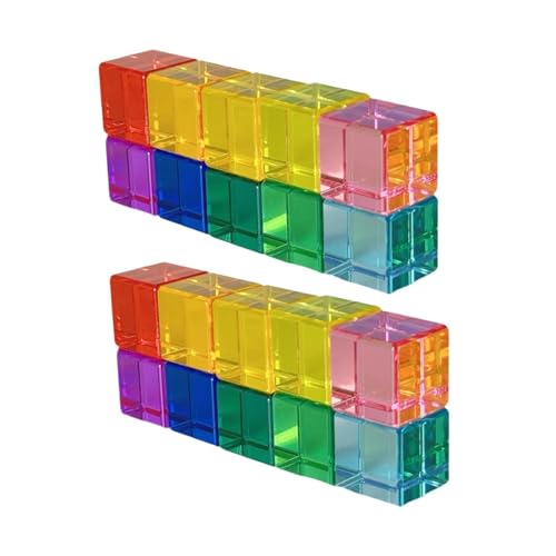 TTETTZ 20 Stücke Regenbogen Bauklötze Würfel Stapelspiel Kreatives Lernspielzeug Aus Acryl für Sensoriktraining für Jungen Und Mädchen, 20 Stück TTETTZ 20 Stücke Regenbogen Bauklötze Würfel Stapelspiel Kreatives Lernspielzeug Aus Acryl für Sensoriktraining für Jungen Und Mädchen, 20 Stück von TTETTZ