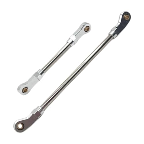 TTETTZ 2X 1/10 Lenkservoverbindung, Einstellbar, Ersetzt Stabiles DIY Upgrade Teil, Lenkstange Aus Aluminiumlegierung für 104026 104006 RC Auto, Silber von TTETTZ