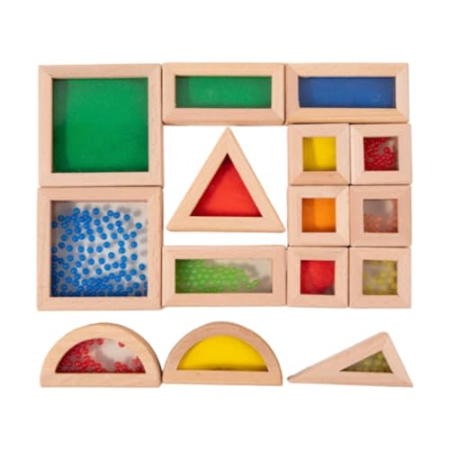 TTETTZ Konstruktionsspielzeug Aus Holz, Geometrische Blöcke, Regenbogen Stapelspiel für Kinder, 15 Stück von TTETTZ