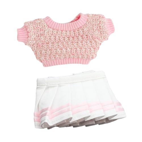 TTETTZ Kostümset mit Pullover Und Rockanzug, Puppenkleidung für 17 cm Große Puppen, Geburtstagsgeschenke, Rosa Rock-Set von TTETTZ