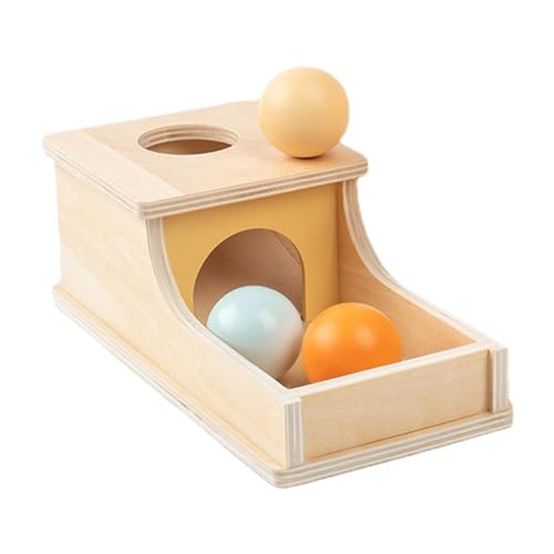 TTETTZ Montessori Holzkiste, Objektkiste mit Tablett und 3 Kugeln, Montessori Spielzeug für Babys ab 6 von TTETTZ