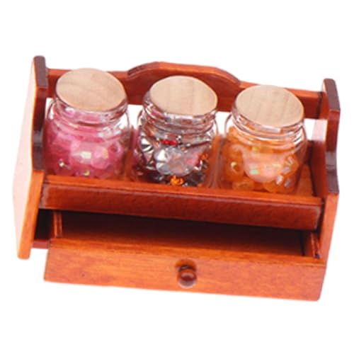 TTETTZ Puppenhaus Miniatur Vorratsglas Set mit Vorratsregal Aufbewahrungsglas Küchenzubehör Schrank Dekoration Aus Holz für Sammler Puppenhausliebhaber Wohnk, Braun TTETTZ Puppenhaus Miniatur Vorratsglas Set mit Vorratsregal Aufbewahrungsglas Küchenzubehör Schrank Dekoration Aus Holz für Sammler Puppenhausliebhaber Wohnk, Braun von TTETTZ