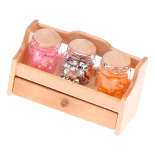 TTETTZ Puppenhaus Miniatur Vorratsglas Set mit Vorratsregal Aufbewahrungsglas Küchenzubehör Schrank Dekoration Aus Holz für Sammler Puppenhausliebhaber Wohnk, Holz TTETTZ Puppenhaus Miniatur Vorratsglas Set mit Vorratsregal Aufbewahrungsglas Küchenzubehör Schrank Dekoration Aus Holz für Sammler Puppenhausliebhaber Wohnk, Holz von TTETTZ