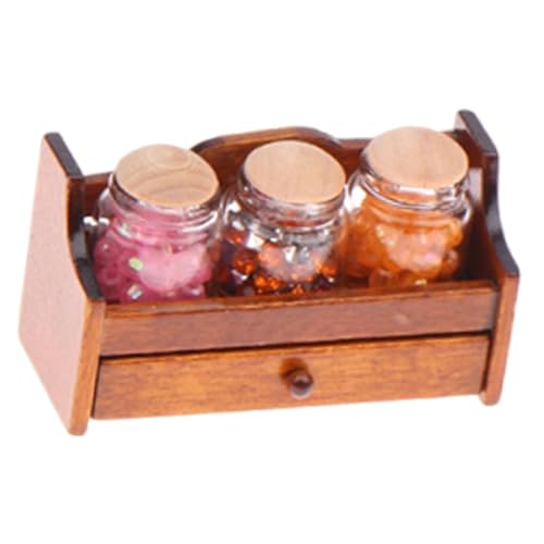 TTETTZ Puppenhaus Miniatur Vorratsglas Set mit Vorratsregal Aufbewahrungsglas Küchenzubehör Schrank Dekoration Aus Holz für Sammler Puppenhausliebhaber Wohnk, Rot TTETTZ Puppenhaus Miniatur Vorratsglas Set mit Vorratsregal Aufbewahrungsglas Küchenzubehör Schrank Dekoration Aus Holz für Sammler Puppenhausliebhaber Wohnk, Rot von TTETTZ