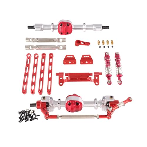 TTETTZ RC Metall Vorder Und Hinterbausatz für MN82 1/12 RC Auto, Ersatzteile Und Zubehör, Silberrot von TTETTZ