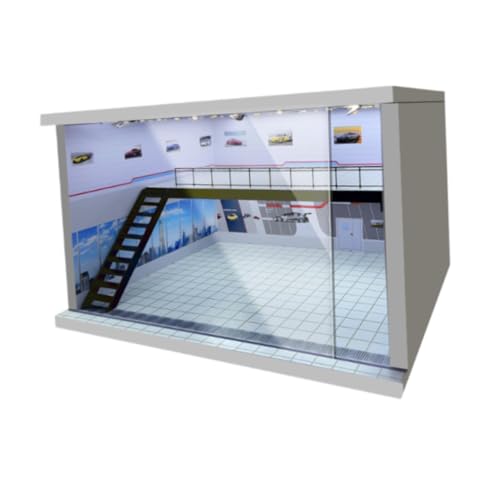 TTETTZ Vitrine für Sammlermodelle im Maßstab 1:64, 1:36 und 1:32 mit LED-Beleuchtung, Weiße Linke Treppe von TTETTZ