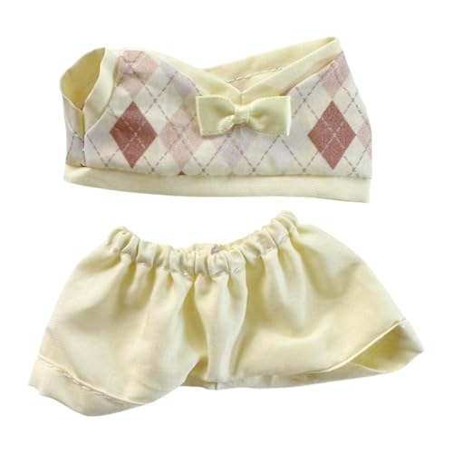 TTETTZ Zweiteiliges Set für Puppenmode, Puppenkleidung, Plüschzubehör, Abnehmbare Outfits für Mädchen, Gelbe Hose von TTETTZ