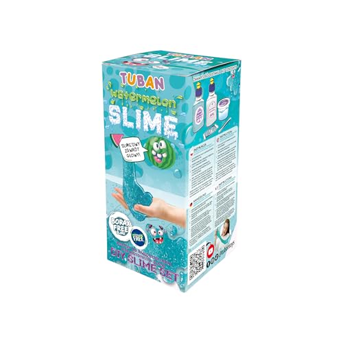 TUBAN DIY Tuban Slime Set – Kleber – Aktivator – Neon-Glitzer – Behälter – Rührstab – Spielzeug für Kinder Wassermelone von TUBAN