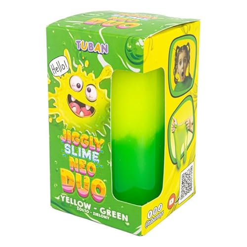 TUBAN Jiggly Slime Neo Duo 430 g – Zweifarbiger Neon Schleim Zum Kneten Dehnen Und Blasen Machen Sicheres Sensorisches Spielzeug Für Kinder Ab 6 Jahren - Gelb-Grün TUBAN Jiggly Slime Neo Duo 430 g – Zweifarbiger Neon Schleim Zum Kneten Dehnen Und Blasen Machen Sicheres Sensorisches Spielzeug Für Kinder Ab 6 Jahren - Gelb-Grün von TUBAN