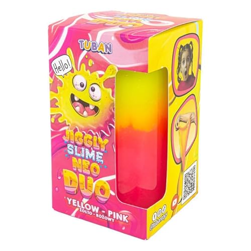 TUBAN Jiggly Slime Neo Duo 430 g – Zweifarbiger Neon Schleim Zum Kneten Dehnen Und Blasen Machen Sicheres Sensorisches Spielzeug Für Kinder Ab 6 Jahren - Gelb-Rosa TUBAN Jiggly Slime Neo Duo 430 g – Zweifarbiger Neon Schleim Zum Kneten Dehnen Und Blasen Machen Sicheres Sensorisches Spielzeug Für Kinder Ab 6 Jahren - Gelb-Rosa von TUBAN
