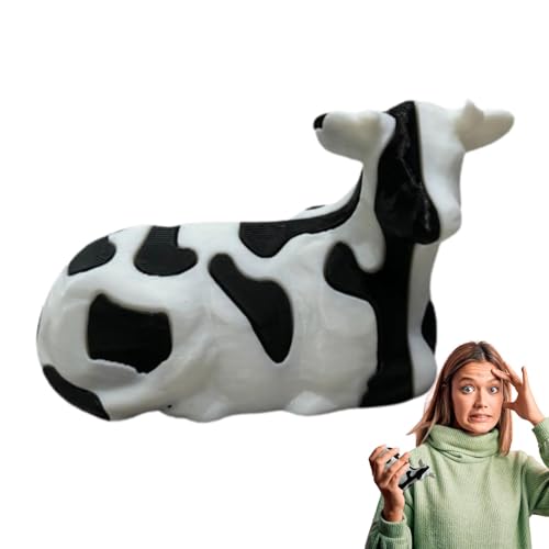 3D-gedruckte Tierkuh,Mini 3D-gedruckte Kuh, 3D-gedrucktes Kuh-Fidget-Spielzeug, Niedliche Kuhfiguren als Schreibtischdekoration, stilvolle Tierfiguren für den Tisch zu Hause und am Arbeitsplatz von TUJOBA