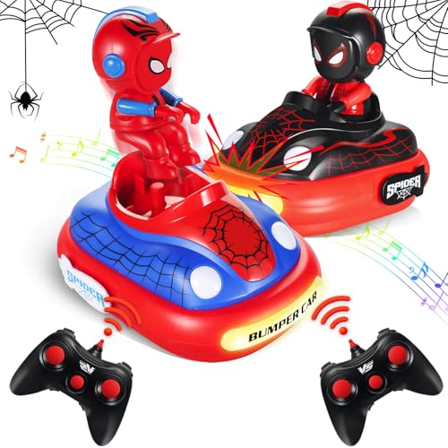 Ferngesteuertes Auto 2 Stück Spider Autoscooter Ferngesteuert Auto mit Musik und LED-Licht, RC Auto Spielzeug für 3 4 5 6 7 8 Jahre Geschenk Jungen Mädchen, Ostern Geburtstags Geschenke für Kinder 3+ von TUKIIE