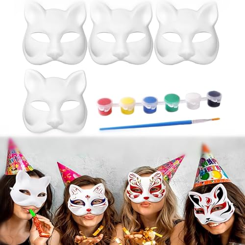 TUKNN Katzenmaske, Kinder Bemalen Maske, DIY Kreatives Katzenmaske, Katzenmaske Masken Zum Bemalen Kinder, Personalisierte Zellstoff Handbemalte Cat Maske, Verwendet Für Rollenspiele, Kostümpartys von TUKNN