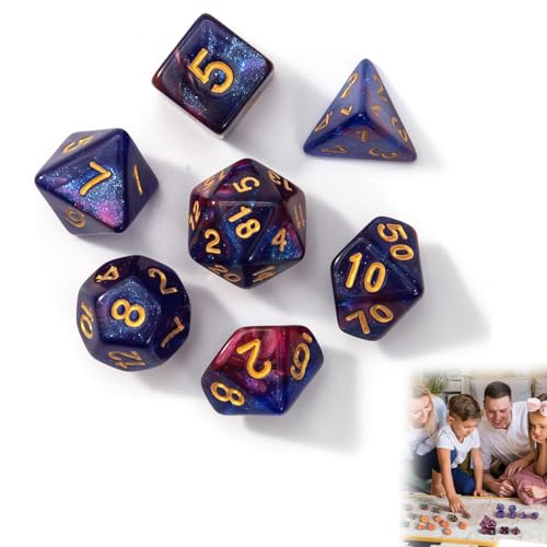 Polyedrische Würfel Set, Polyedrisch Würfel Set, Dice Polyedrisches Würfel Set, Doppel-Farben Tisch Spiel Würfel, Rollenspiel Würfel, Dungeon Würfel Set, für DND MPG MTG Dungeons und Dragons, 7PCS von TUKNN