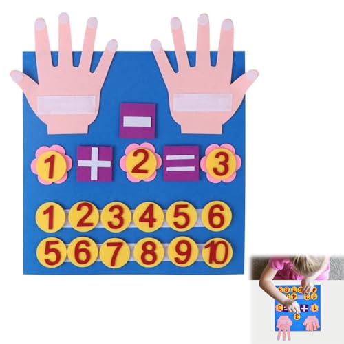 TUKNN Filzbrett Finger Zahlen Zählspielzeug Lehrhilfen Zahlen Montessori Lernen Kleinkind, Montessori Mathe Spielzeug, Zahlen Lernen Rechenhilfe, Lehre Früherziehung Spielzeug von TUKNN