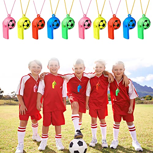 Trillerpfeife Kinder, Trillerpfeife FußBall, Trillerpfeife Plastik, Trillerpfeife Personalisiert mit Lanyard Fußball Muster Training Sport Pfeifen Kinder Pfeife für Schiedsrichter Schule Camping,10Pcs von TUKNN