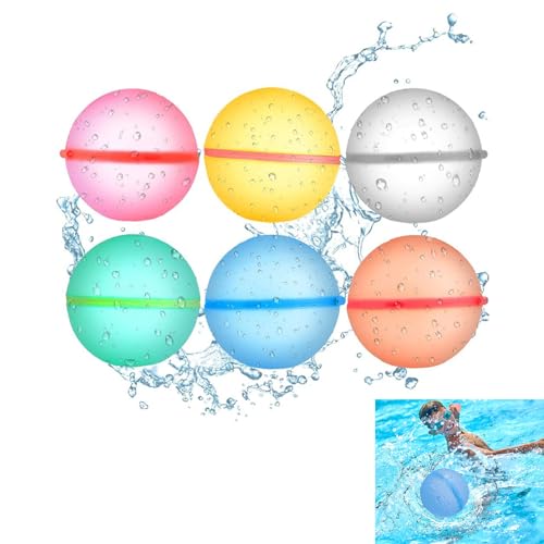 Wasserbomben Selbstschließend, Selbstschließend Wiederverwendbar, Wiederverwendbar Wasserball, Wasserbomben Set Splash Bälle, Weiche Silikon-Wasserspritzkugeln, Wasserbomben Selbstdichtend, 6Stück von TUKNN