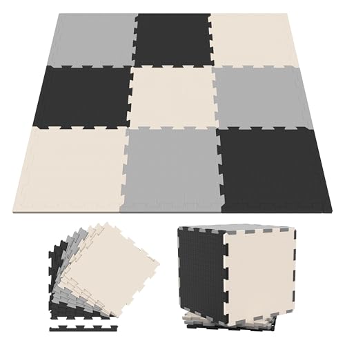 TULANO Gioco 15 | Puzzlematte Krabbeldecke Schaumstoff Spielmatte Schaumstoffmatte Krabbelmatte für Kinder | 9 Puzzle 39x39x1cm 12 Randstücke | Wasserdicht rutschfest | Dunkelgrau Hellgrau Beige TULANO Gioco 15 | Puzzlematte Krabbeldecke Schaumstoff Spielmatte Schaumstoffmatte Krabbelmatte für Kinder | 9 Puzzle 39x39x1cm 12 Randstücke | Wasserdicht rutschfest | Dunkelgrau Hellgrau Beige von TULANO
