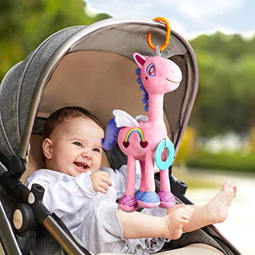 TUMAMA Baby Kinderwagen Spielzeug für 0 3 6 12 Monate, hängende Spielzeug für Bett, Autositz, Baby Rassel Spielzeug, Babyschale Plüschtier mit Windspiel für neugeborenes Baby Mädchen Junge Geschenk von TUMAMA