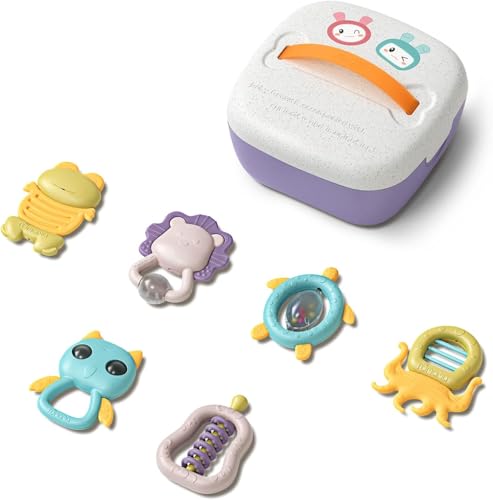 TUMAMA Baby-Rasselspielzeug mit Aufbewahrungsbox, 6 Stück, Säuglings-Shaker, Beißring, Greifen und Spin Rasseln, frühkindliche Bildung, Neugeborene, für 3, 6, 9, 12 Monate. TUMAMA Baby-Rasselspielzeug mit Aufbewahrungsbox, 6 Stück, Säuglings-Shaker, Beißring, Greifen und Spin Rasseln, frühkindliche Bildung, Neugeborene, für 3, 6, 9, 12 Monate. von TUMAMA KIDS