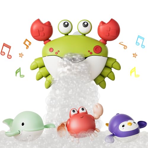 TUMAMA Badespielzeug Baby ab 3 4 5 6 Jahr, Krabbe Badewannenspielzeug Baby Seifenblasenmaschine Mit Musik, Schaummaschine Badewanne Spielzeug Crab Bubble Maker Toy, Babybadewanne Water Bath Toys von TUMAMA KIDS