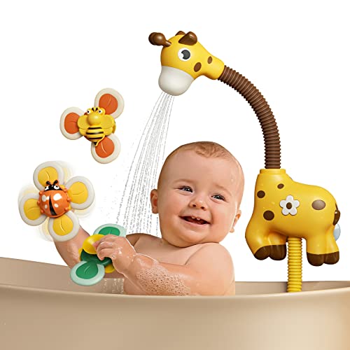 TUMAMA Badespielzeug Baby ab 3 Jahre, Badewannenspielzeug Badespielzeug ab 3 4 5 6 Jahr, Wasserspielzeug Kinder Dusche Für Die Wand mit 3 Saug Spinner Spielzeuge, Kinderdusche Wasser Spielzeug von TUMAMA