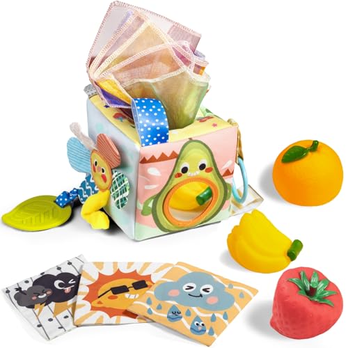 Babyspielzeug Tissue Box Montessori Spielzeug 3 6 9 Monate Sensorik Spielzeug Baby, Greifspielzeug, Stofftücher kontrastierenden Farben lernen sensorische Spielzeug für Babys Jungen Mädchen Geschenke Babyspielzeug Tissue Box Montessori Spielzeug 3 6 9 Monate Sensorik Spielzeug Baby, Greifspielzeug, Stofftücher kontrastierenden Farben lernen sensorische Spielzeug für Babys Jungen Mädchen Geschenke von TUMAMA KIDS