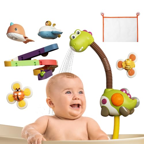 Badespielzeug Baby ab 3 Jahre, Badewannenspielzeug ab 3 4 5 6 Jahr Kinder, Kinderdusche Wasserspielzeug Saug Spinner Spielzeug mit Aufbewahrungstasche Geschenk Spielzeug für Mädchen und Jungen von TUMAMA KIDS