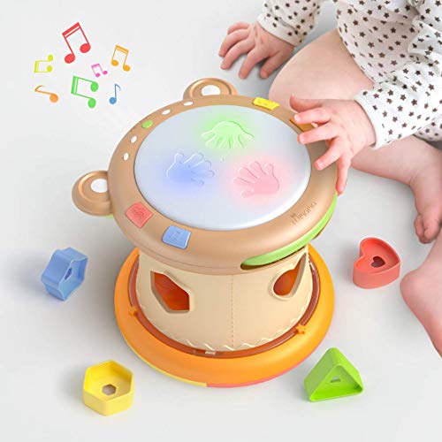 tumama Baby Musik Spielzeug,Baby Trommel mit Licht und Sound,Musikwürfel Spielzeug Musikinstrumente für Kinder,Elektronische Sensoris Spielzeug Geschenk für Babies von TUMAMA KIDS