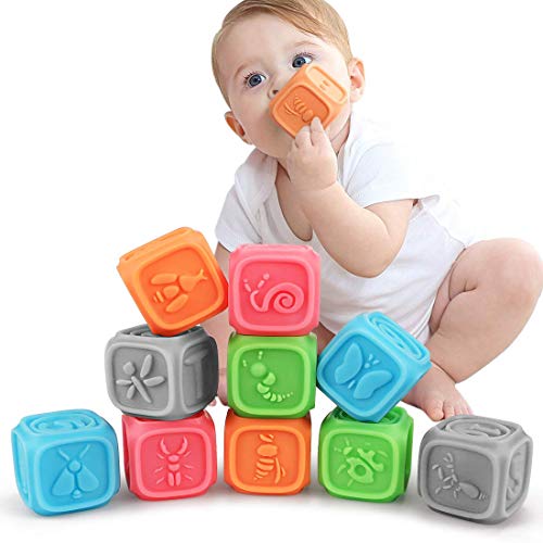 TUMAMA Baby Spielzeug ab 0 3 6 12 Monate, Weiche Baby Bausteine ​​für Kleinkinder, Spielzeug für Kinder Pädagogisches Baby-Badespielzeug Spiel Zahlen, Formen, Tieren,Insekten Buchstaben für 0-3 Jahre von TUMAMA