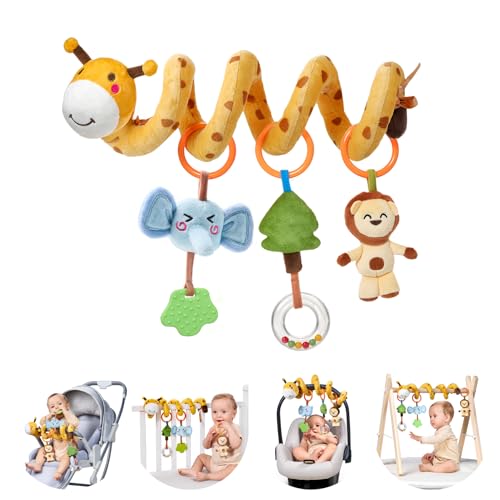 Giraffe Spirale Kinderwagen Spielzeug für Babys,Kleinkind Autositz Kinderbett Kinderwagen Hängend Spielzeug,Neugeborenes Plüsch Rassel Spielzeug Geschenk für Jungen Mädchen 0 3 6 9 12 Monate von TUMAMA KIDS