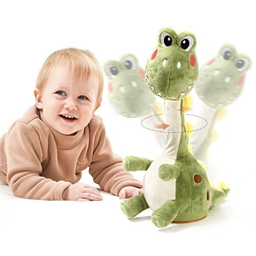 TUMAMA Sprechende Tanzende Dinosaurier Spielzeug,Elektronische Dinosaurier Plüsch-Musikspielzeug mit Aufnahme Wiederholend Sprechen,Singende Dinosaurier Baby Spielzeug Geschenke von TUMAMA KIDS