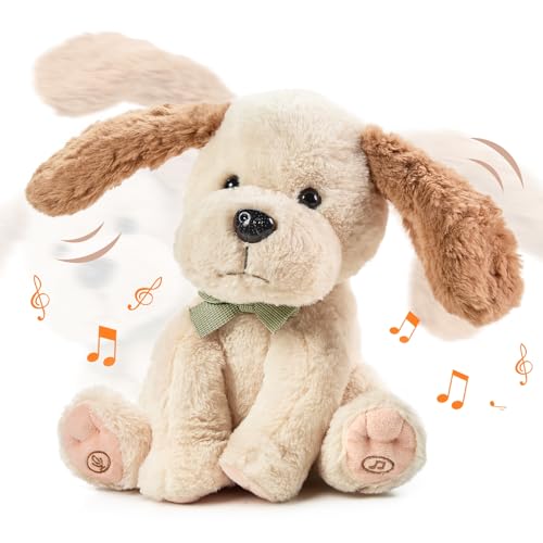 TUMAMA Sprechender Singender Hund Spielzeug Kinder, Plüschtier Sprechende Interaktives Labertier Hunde, Kopie Sprechen, Ohr & Körper Winken, Singen 8-Lieder, Baby Dancing Dog Spiel Nachsprechendes von TUMAMA