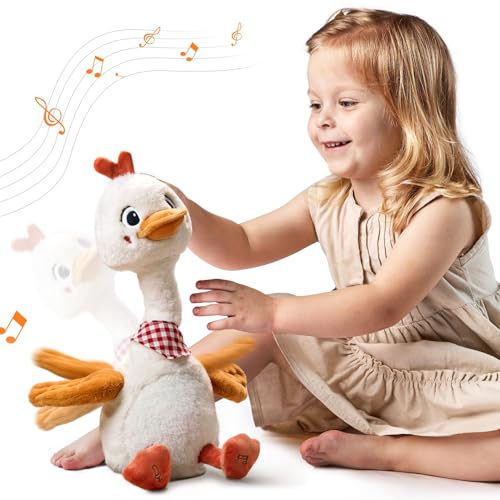 TUMAMA Sprechender Tanzender Singende Ente, Plüschtier Labertier Sprechendes Kuscheltier, Kopie Sprechen, Hals & Flügel Winken, Singen 6-Lieder, Baby Dancing Toy Nachsprechendes Spielzeug Ab 3 Jahre von TUMAMA KIDS